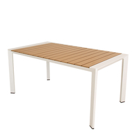 Ensemble de salle à manger de luxe à cadre en aluminium, table rectangulaire en bois plastique et 4 chaises pour jardin extérieur