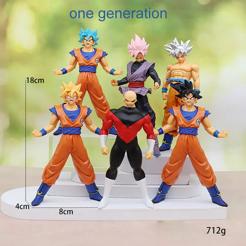 Koleksi mainan bergerak goku model karakter super saiyan goku 8cm figur aksi anime 6 dalam satu set figur dragonball