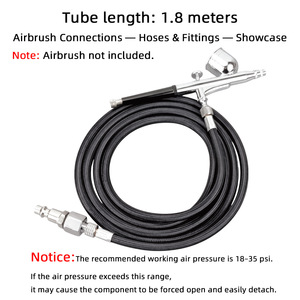 Tuyau d'aérographe noir tressé de 1,8 mètre avec connecteur de 1/8 pouce, prise rapide américaine pour compresseur d'aérographe - Product Image 5
