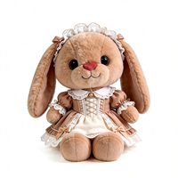 Peluche Lapin Marron Doux avec Bandeau, Adorable Lapin en Peluche Personnalisé avec Robe