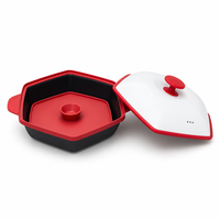 Maßgefertigtes Sicheres und Hitzebeständiges 3-in-1 Mikrowellen-Hexagon-Grillpfannen-Set für Schnelles Kochen in der Mikrowelle