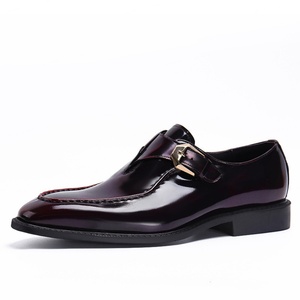 Zapatos Formales de Cuero Vacuno con Botones Estilo Británico para Hombre, Zapatos de Vestir de Cuero Brillante con Punta Cuadrada para Otoño, Suela de Goma Antideslizante - Product Image 1