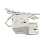 Wellsdiy CE EU Cubo de Enchufes 6 en 1 de 16A con 1 Puerto USB-A, 2 Puertos USB-C y 3 Tomas de Corriente Alterna, Enchufe de Extensión con Clavija Europea