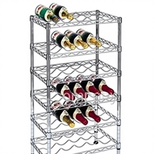 Étagère de présentation de vin de style moderne pour chambre froide, étagère de rangement en métal chromé, étagère en fil métallique ondulé avec système d'étagères en fil métallique à montage plat - Product Image 2