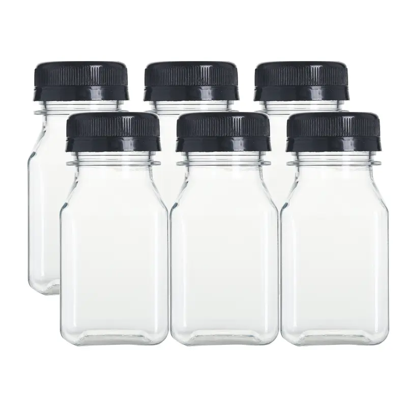 プラスチック100ml3.4floz有機免疫スクエアショットボトル免疫機能ショットパックコールドプレスジュースコンテナ