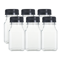 Plastic flesjes van 100ml (3.4 fl oz), vierkant, voor immuunversterkende shotjes, koudgeperste sapjes en dranken.