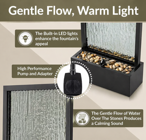 Panel de Pared de <span class=keywords><strong>Agua</strong></span> de Vidrio, Cortina de <span class=keywords><strong>Agua</strong></span> para Jardín Interior, Fuente de Acero Inoxidable con Luz LED, Tamaño Personalizado - Product Image 4