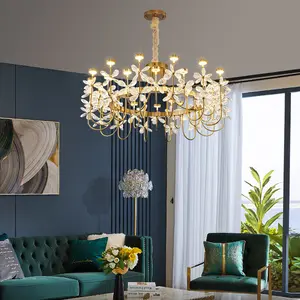 Colgante de cristal de lujo francés, sala de estar creativa, candelabro para dormitorio, corona de flores, iluminaciones circulares para habitación