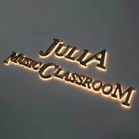Letrero LED Retroiluminado de Acero Inoxidable Personalizado con Acabado Cepillado/Espejo/Dorado para Publicidad en Oficinas/Bares, Letras con Nombre Comercial Personalizado