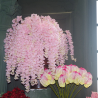 Bunga Gantung Sutra Berkualitas Tinggi Wisteria Buatan Terlaris untuk Dekorasi Rumah dan Pernikahan, Hiasan Dinding dan Centerpiece