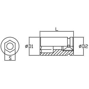 FERVI - BI4E2N029 3/4'' Hexagonal <b>impact</b> <b>socket</b> - EAN 8012667272296 <b>IMPACT</b> <b>SOCKETS</b> AND ACCESSORIES - Product Image 2