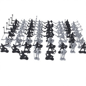 Ensemble de 60 figurines de soldats médiévaux statiques transfrontaliers, modèle ancien, en <span class=keywords><strong>plastique</strong></span>, <span class=keywords><strong>jouet</strong></span> de guerre militaire - Product Image 1