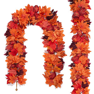 Guirlande de feuilles d'érable artificielles 100cm-200cm, fleurs en soie, décoration d'automne pour escalier et cheminée - Product Image 4