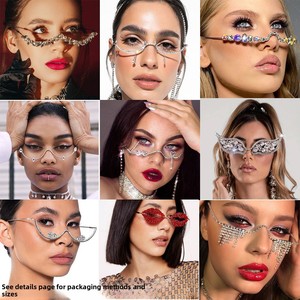 Hot Sale Rhinestone Geometric Pattern <strong>Square</strong> Face Shape Adult Women's High Sense Party Photographing Rimless <strong>Frames</strong> - Product Image 1