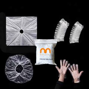 Colorant de cheveux jetable personnalisé 4 pièces outils de salon de coiffure châle de <span class=keywords><strong>traitement</strong></span> de l'huile bonnet de bain cache-oreilles gants chiffons - Product Image 1