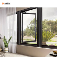 Ventana Abatible de Diseño Moderno para Renovación del Hogar, Ventilación Horizontal, Control de Insectos, Ventana de Aluminio y Fibra de Vidrio
