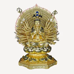 Houten Duizend Hand Guanyin Boeddha Estatuas De Buda Boeddhistische Gesneden Hout Bodhisattva Standbeelden