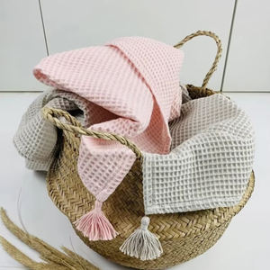 Di alta qualità morbido per bambini Waffle in cotone coperta con nappe di genere neutro solido modello tessuto a mano per bambini doccia regalo - Product Image 4