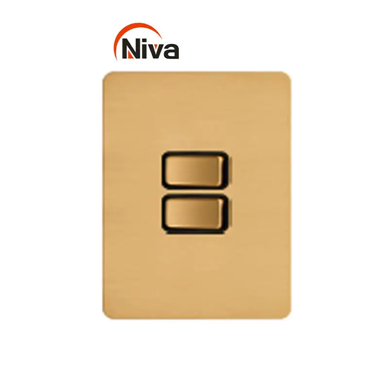 INNV2 Stainless steel switches 2 gang 2 way home hotel series metal panel toggle wall light switch vintage socket for India