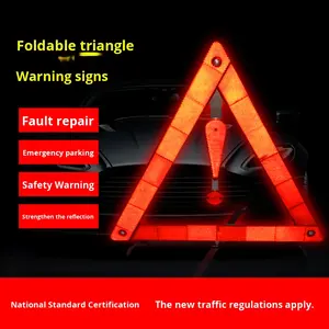 Signalisation de danger réfléchissante triangulaire pliable orange d'urgence, kit d'outils d'urgence, matériau PS pour panne de circulation - Product Image 3