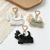 Porte-clés en cuir adorable de Terrier écossais, avec clip cœur, pour sac, clé de voiture ou sac à dos - Vente en gros