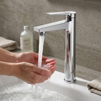 Robinet mitigeur de lavabo chromé à monter sur comptoir, en laiton moderne, à 1 poignée, avec cartouche céramique