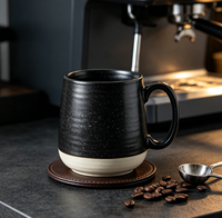 Ensemble de tasses à café en céramique moderne empilables de 15 oz, à effet moucheté, avec glaçure réactive bicolore et nervurées, compatibles lave-vaisselle, pour la maison et la cuisine
