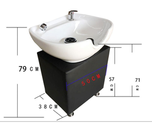 Bac à shampoing portable en céramique moderne pliable pour salon de coiffure avec base sur colonne – Équipement professionnel pour salon - Product Image 3