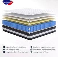Kasur Matras Kompresi Berkualitas Tinggi Grosir Pabrik untuk Hotel, Ukuran Twin, Single, King, dengan Gel Pocket Spring dan Busa Memori