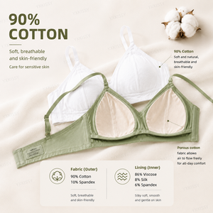 Soutiens-gorge en <span class=keywords><strong>coton</strong></span> sans armatures, respirants, doux et sans coutures pour femmes – Vente en gros - Product Image 2