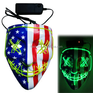 Masker kawat El bendera Amerika LED topeng menyala mode untuk hari indliontin topeng Festival 4 Juli - Product Image 6