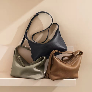 Bolso bandolera Hobo de cuero genuino para mujer de estilo Vintage elegante, diseño de moda de fábrica personalizable, bolso de hombro para mujer - Product Image 1