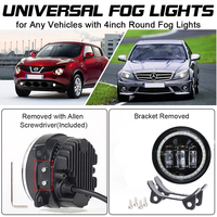 Para Toyota Lexus, Lámpara Antiniebla LED de 4'' con Anillo Halo, 30W, Luz Diurna de 4 Pulgadas con Ojos de Ángel para Jeep Wrangler JK