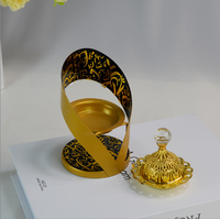 Lampe à parfum géométrique en céramique dorée, porte-encens, encensoir, bois de santal, graines d'anis étoilé, senteurs essentielles, décoration de réception de mariage