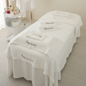 7Pcs Trắng Headband Áo Choàng Tắm Khăn Set Massage Giường Bìa Mặt Khăn Gói Sang Trọng Vẻ Đẹp Salon Khăn Set Với Biểu Tượng Tùy Chỉnh - Product Image 3