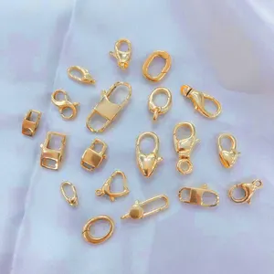 Joyería de Latón chapado en oro personalizada, cierre de langosta, accesorios de joyería, componentes para collar, pulsera, accesorios, venta al por mayor