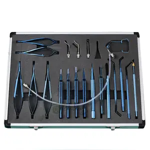 Lhvcss 21 miếng hợp kim titan mắt phẫu thuật Kit đục thủy tinh thể dụng cụ phẫu thuật thiết lập cho ống kính nội nhãn