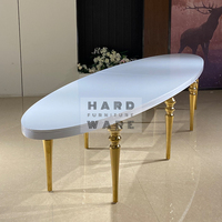 Ensemble de table à manger de mariage en MDF avec pieds extensibles en acier inoxydable doré de Dubaï pour événements (vente en gros)