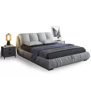 Luxury upholstered leather bed hotel bedroom bed sets single queen king size bed modern