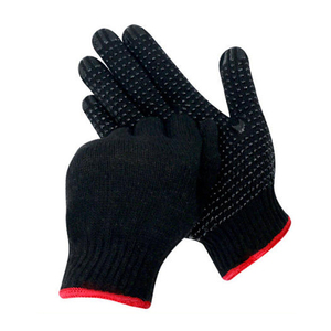 Guantes de hilo de algodón negro Punteado-Guantes de protección laboral antideslizantes Guantes de trabajo de hilo de algodón negro resistentes al desgaste - Product Image 1