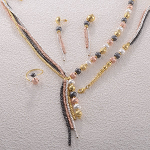 Kinnear, Joyería Árabe chapada en oro, conjunto de boda, borla, cuentas, cadena, collar, pendientes, plata, 18K, conjuntos de joyería de oro rosa para mujer - Product Image 2