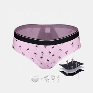 INTIFLOWER 010 Culottes menstruelles anti-fuites pour adolescentes - Imprimé flamant rose Sous-vêtements menstruels pour adolescentes - Product Image 1