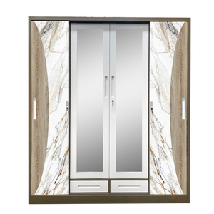 Armoire d'impression couleur armoires à <span class=keywords><strong>portes</strong></span> coulissantes chambre à coucher almirah fer design <span class=keywords><strong>placard</strong></span> armoire en métal <span class=keywords><strong>miroir</strong></span> 4 <span class=keywords><strong>portes</strong></span> armoire en acier - Product Image 2