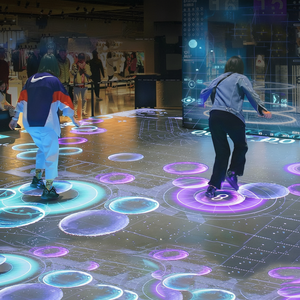 ผนังกระเบื้องดิจิตอลแบบอินเทอร์แอคทีฟสำหรับเล่นเกมวิดีโอเวทีเต้นรำแผงผนังแบบสัมผัส - Product Image 1