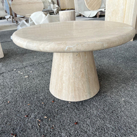 Table basse ronde en pierre de travertin de marbre naturel de bout de canapé de salon