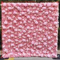Mur de fleurs artificielles de luxe en soie rose 3D/5D enroulable, 2,4m-3,6m, pour événements de mariage - Vente en gros