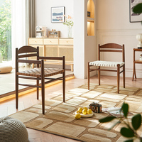 Chaise de restaurant en bois massif, meubles en rotin naturel, chaise de salle à manger en cuir