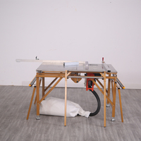 Table de scie à glissière double invisible en acier inoxydable pour le travail du bois avec levage électrique, machine à double scie sans poussière