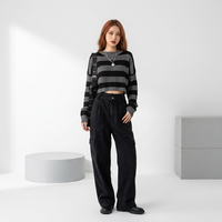 Pull décontracté rayé pour femme, collection automne-hiver 2026, tricot vintage, chaud, à manches longues, col rond, anti-plis