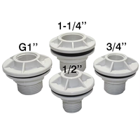 Raccord de traversée de réservoir en PVC, connecteur fileté pour réservoir d'eau, 1/2" 3/4" 1" 1-1/4" pour conteneur d'eau, réservoir IBC